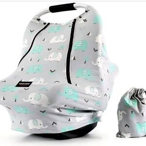 Elephant Print Car Seat Cover - Gray and Green